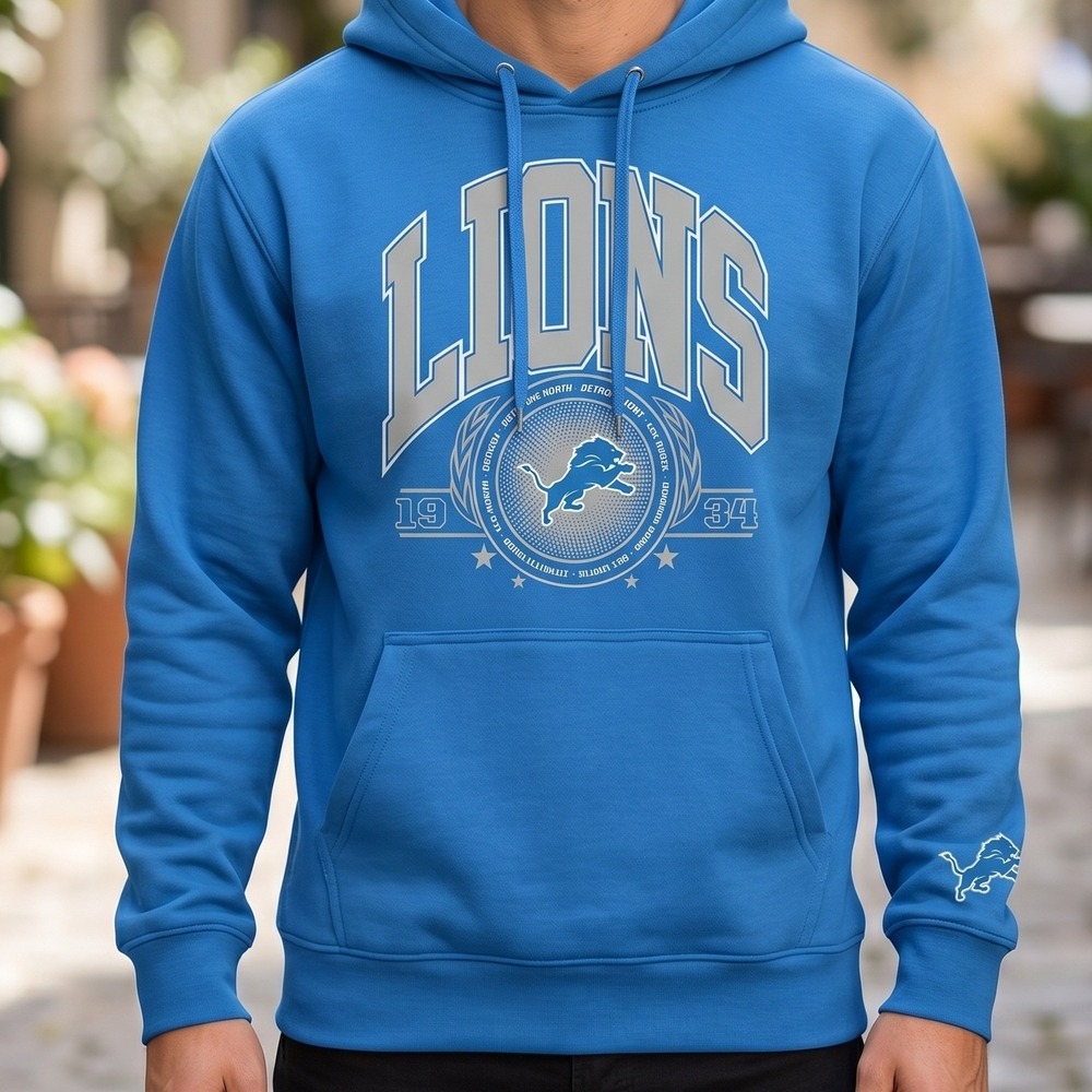 Detroit Lions NFL Ultra Game Hoodie‎ Blue Pullover Sweatshirt Graphic Logo Mens